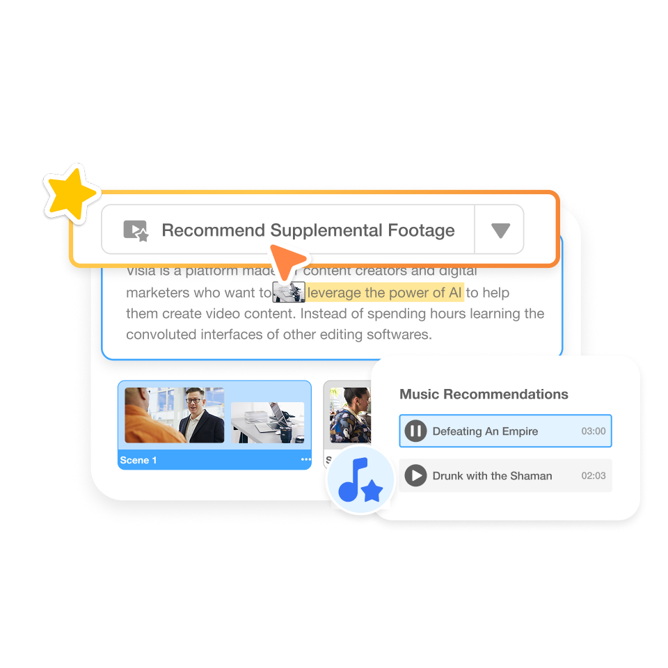 AI video editor with Visla automatically produces a full video based on your content and script.